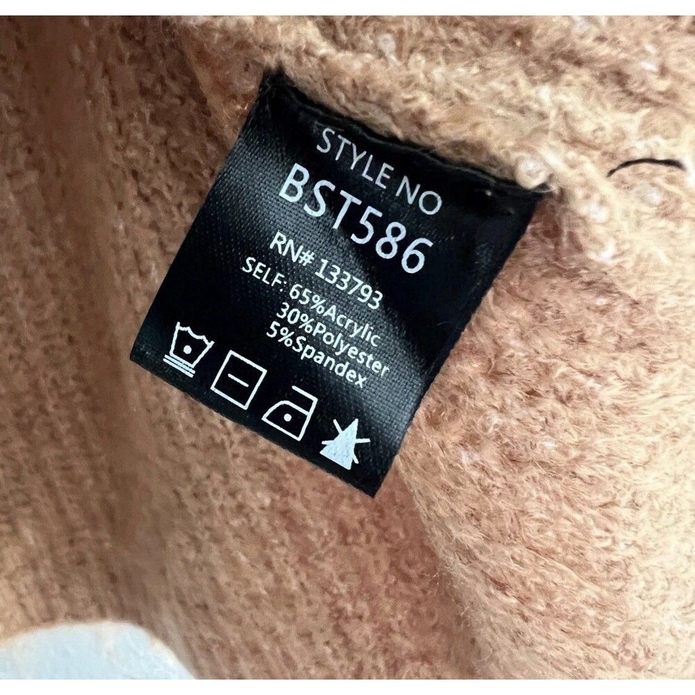 POL Zebra Stripe Fuzzy V Neck Chunky Oversized Sweater Women's Size Large - Picture 6 of 11